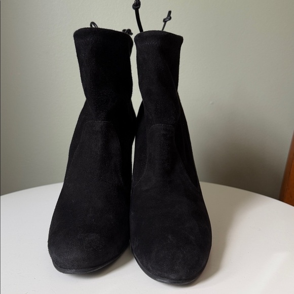 Stuart Weitzman Glove High-Heel Booties Suede Satin Lined Neutral Girl Boss 8 - Picture 8 of 17